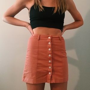 Burgundy Button Up Mini Skirt